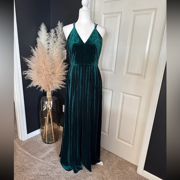 NWT Lucy Paris Emerald Green Velvet Maxi Dress size Small - Picture 2 of 12
